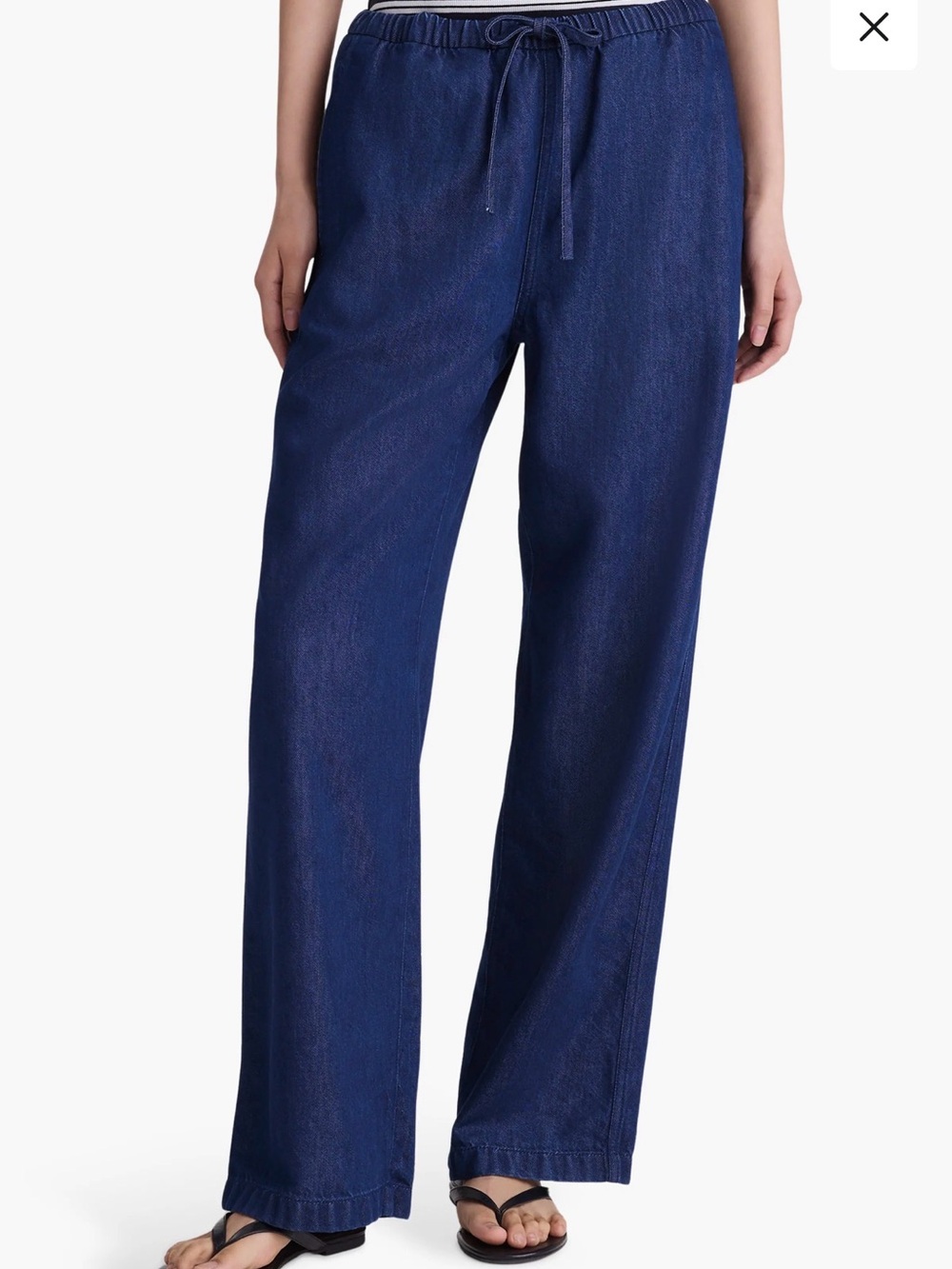 LA Relaxed Wide-Leg Drawstring Pants in Deep Blue